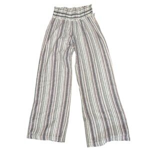 Rewash Textured Striped Linen Knit Wide Leg Elastic Waist Pants Women’s Size L